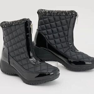 Khombu Waterproof Front-Zip Winter Boots-Megan-Black-8W-NIB-A612618